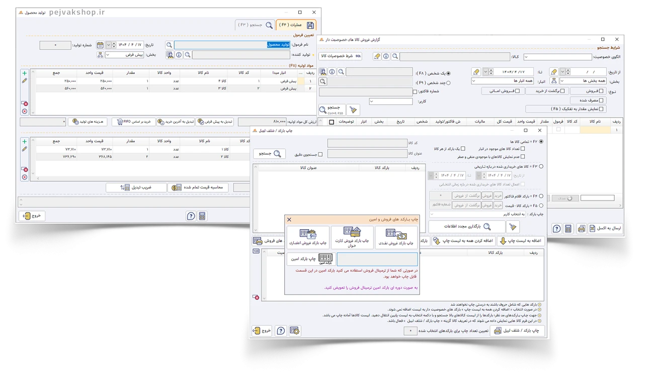 محیط نرم افزار حسابداری فروشگاهی پرنس استاندارد