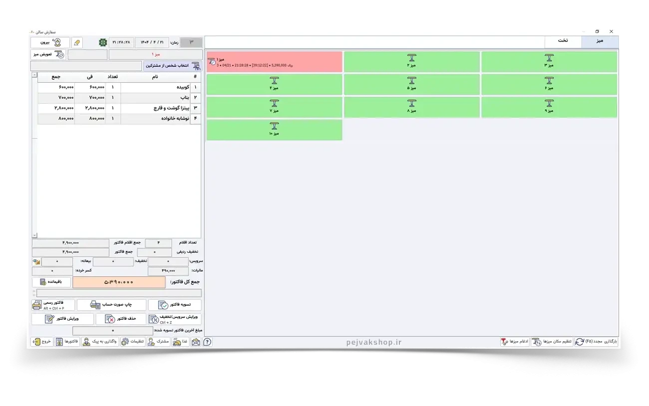 گزارش&zwnj;های مدیریتی در نرم افزار حسابداری رستوران زعفران